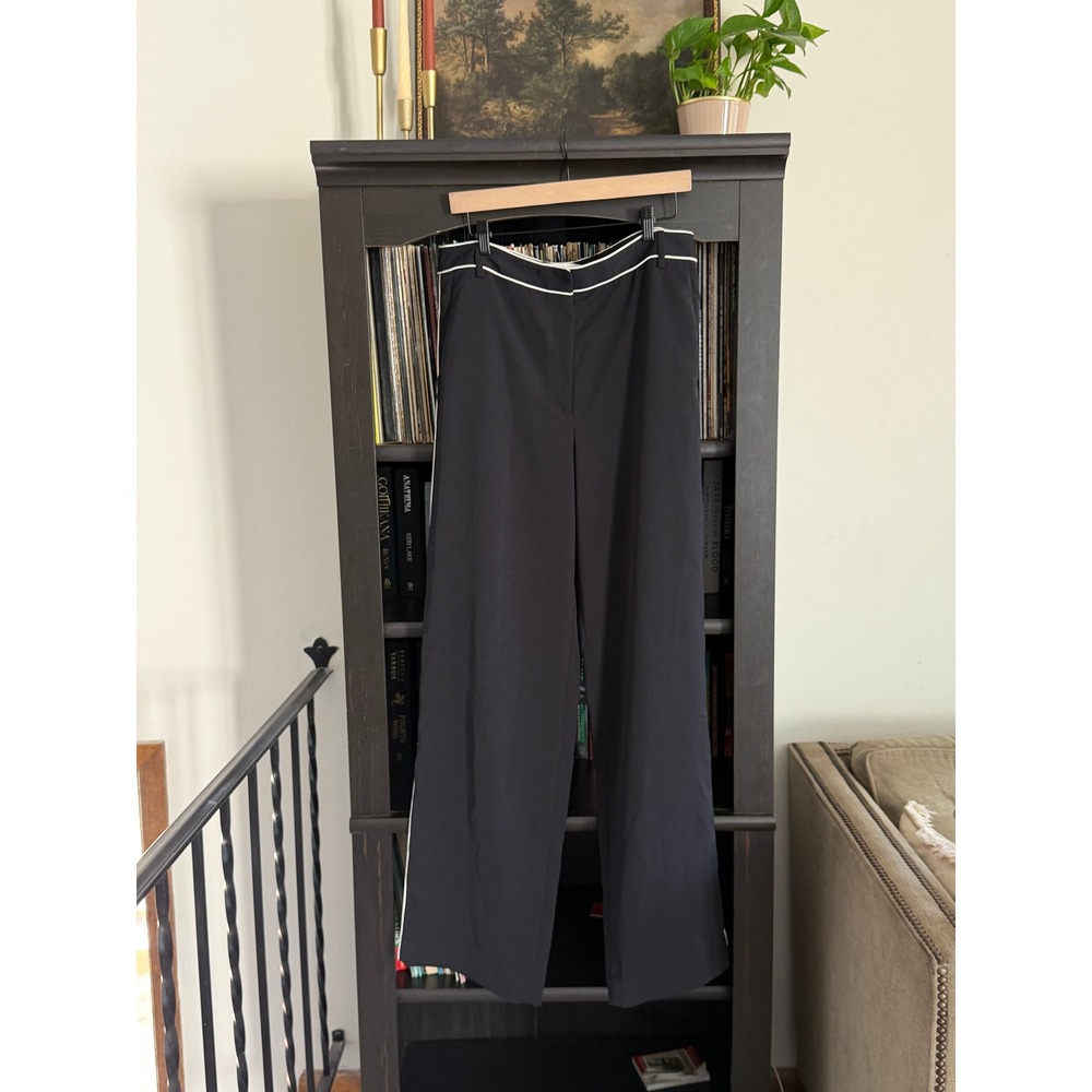 Tibi Pants 12 Silk Trim Wide Leg Trousers
